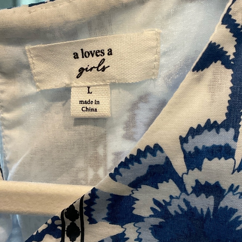 Blue and White Girls Casual Dress Size L - Picture 2 of 10